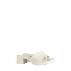 Gucci White Rubber Logo Platform Slide Sandal Size 7